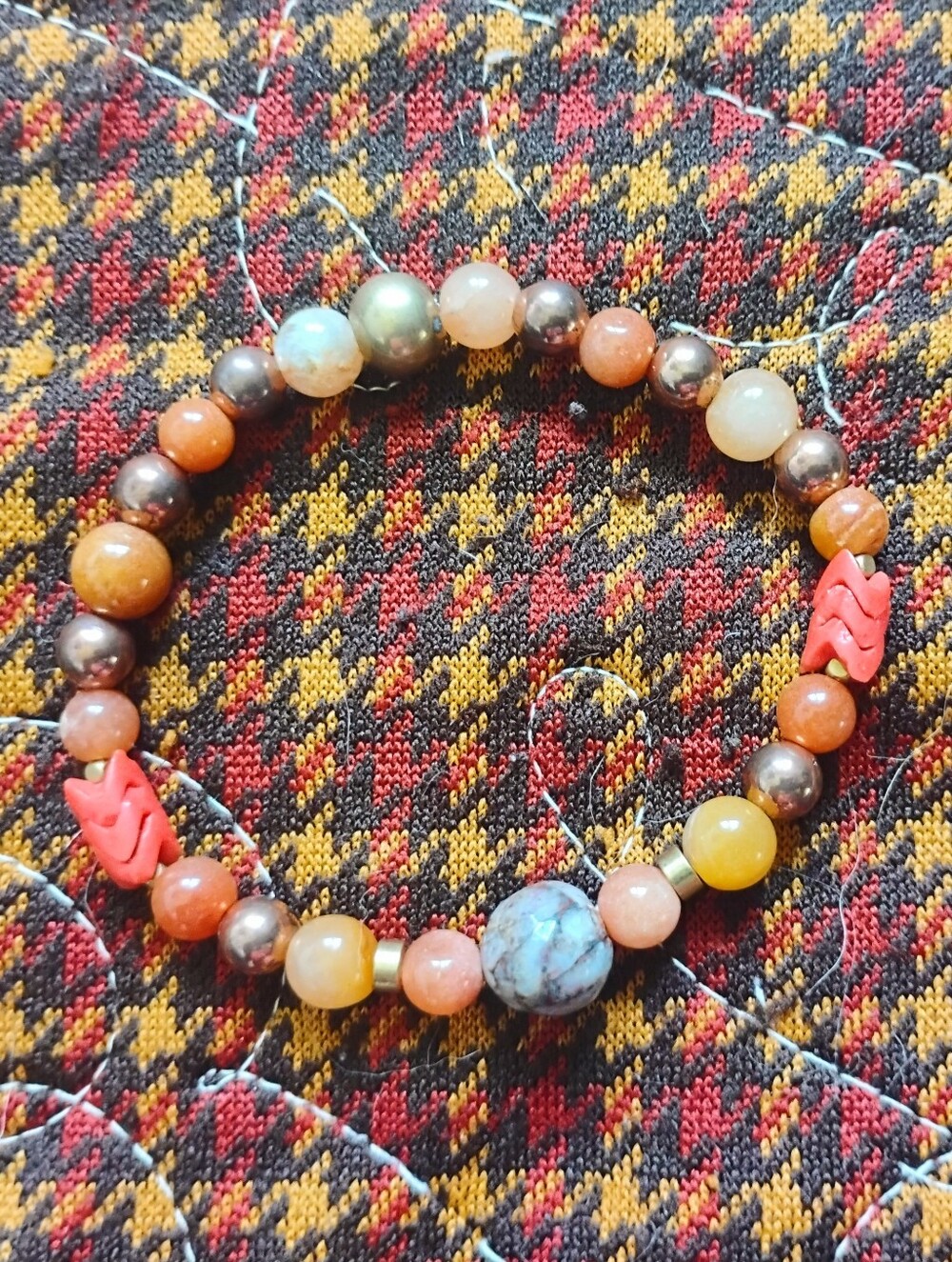 Handmade 'Fire' Stone Stretch Bracelet